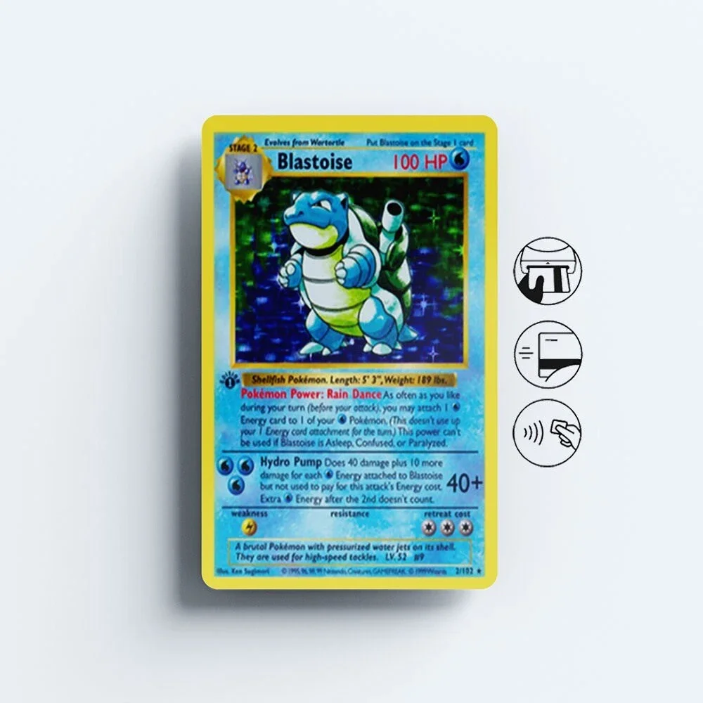 Card Skin Blastoise Pokemon Base Set Trading Card Game Credit Card Sticker Deca - Picture 1 of 15